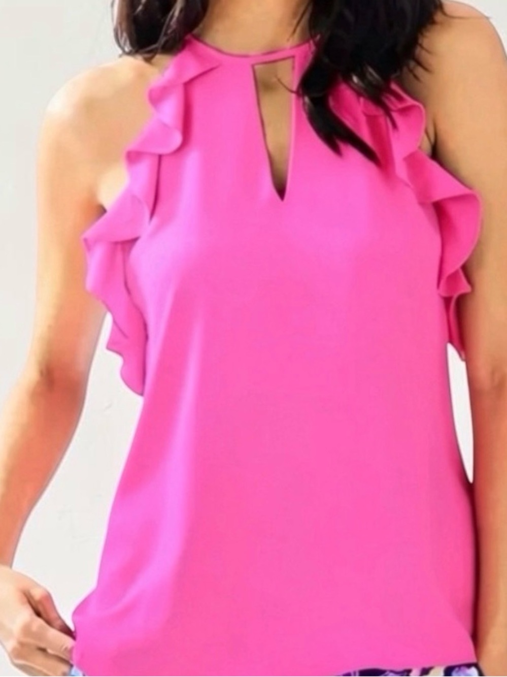 Lilly Pulitzer Hot Pink Ruffle Halter Camisole